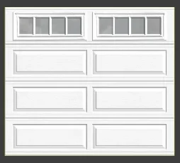 10×8 White Garage Door – Raised Ranch with 4 Pane Windows
