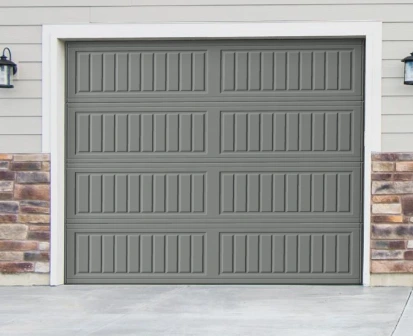 8×7 Insulated Gray Garage Door with Vertical Long Panels