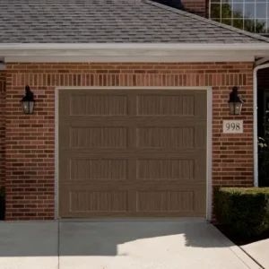 8x7 english oak garage door - long ribbed, insulated