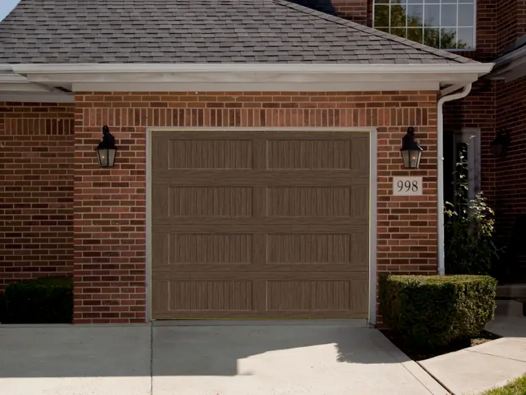 8×7 English Oak Garage Door – Long Ribbed & Insulated