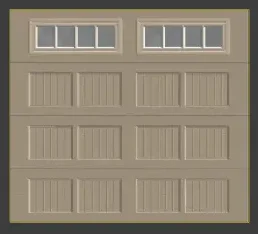 8×7 Sandstone Garage Door – Short Ribbed with 4 Pane Windows