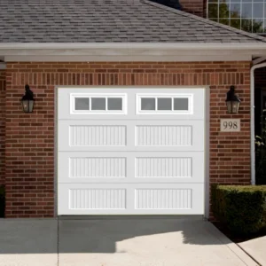 8x7 white insulated garage door with long ribbed panels and 3-pane windows 8x7 white insulated garage door with long ribbed panels and 3-pane windows