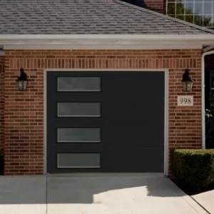 8x7 Black Flush Panel Garage Door with Windows - Discounted Price 8x7 Black Flush Panel Garage Door with Windows - Discounted Price